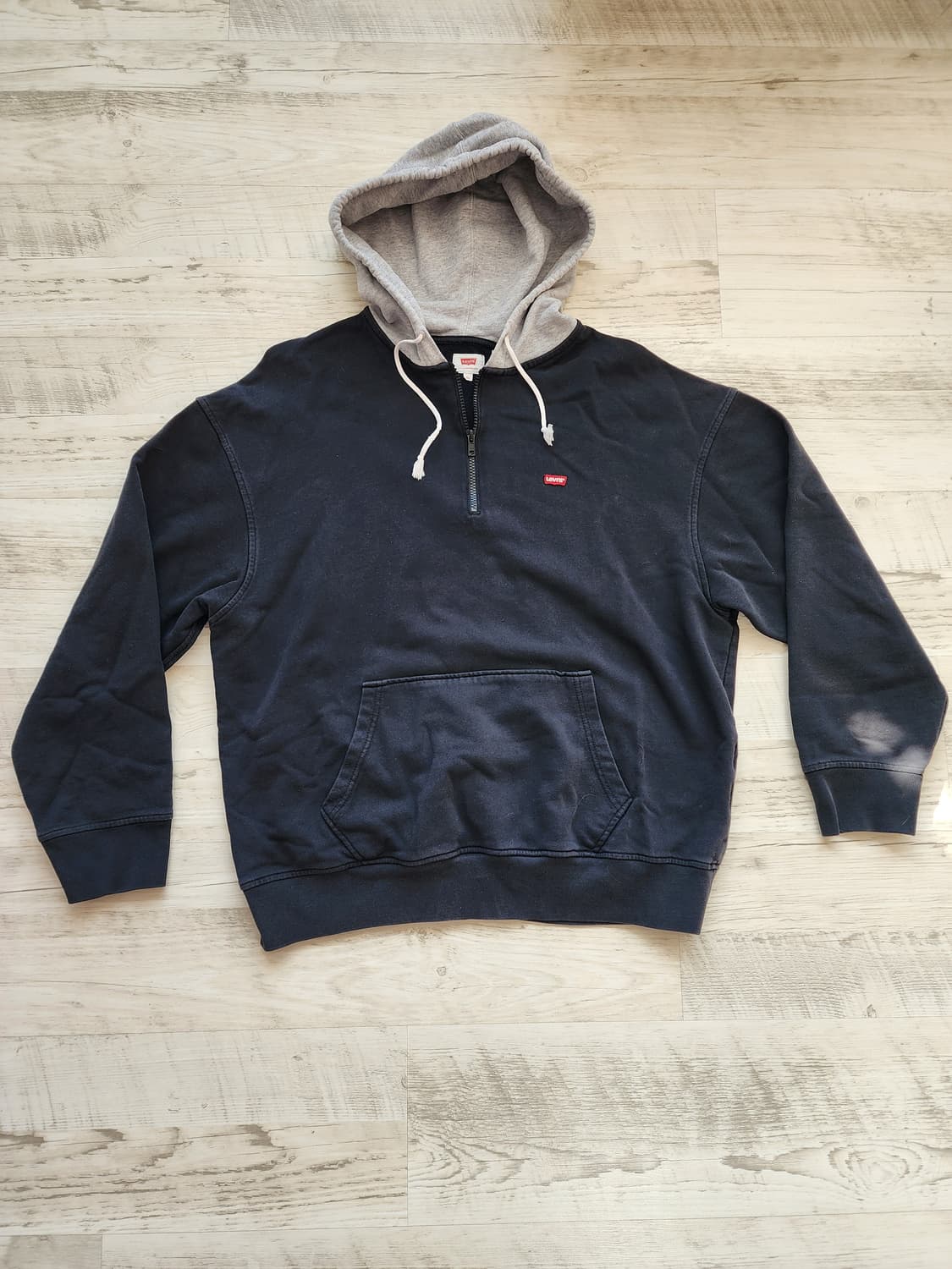 LEVIS 리바이스 블랙 그레이 후드티셔츠 하프집업 XL(100~105) 상품이미지1