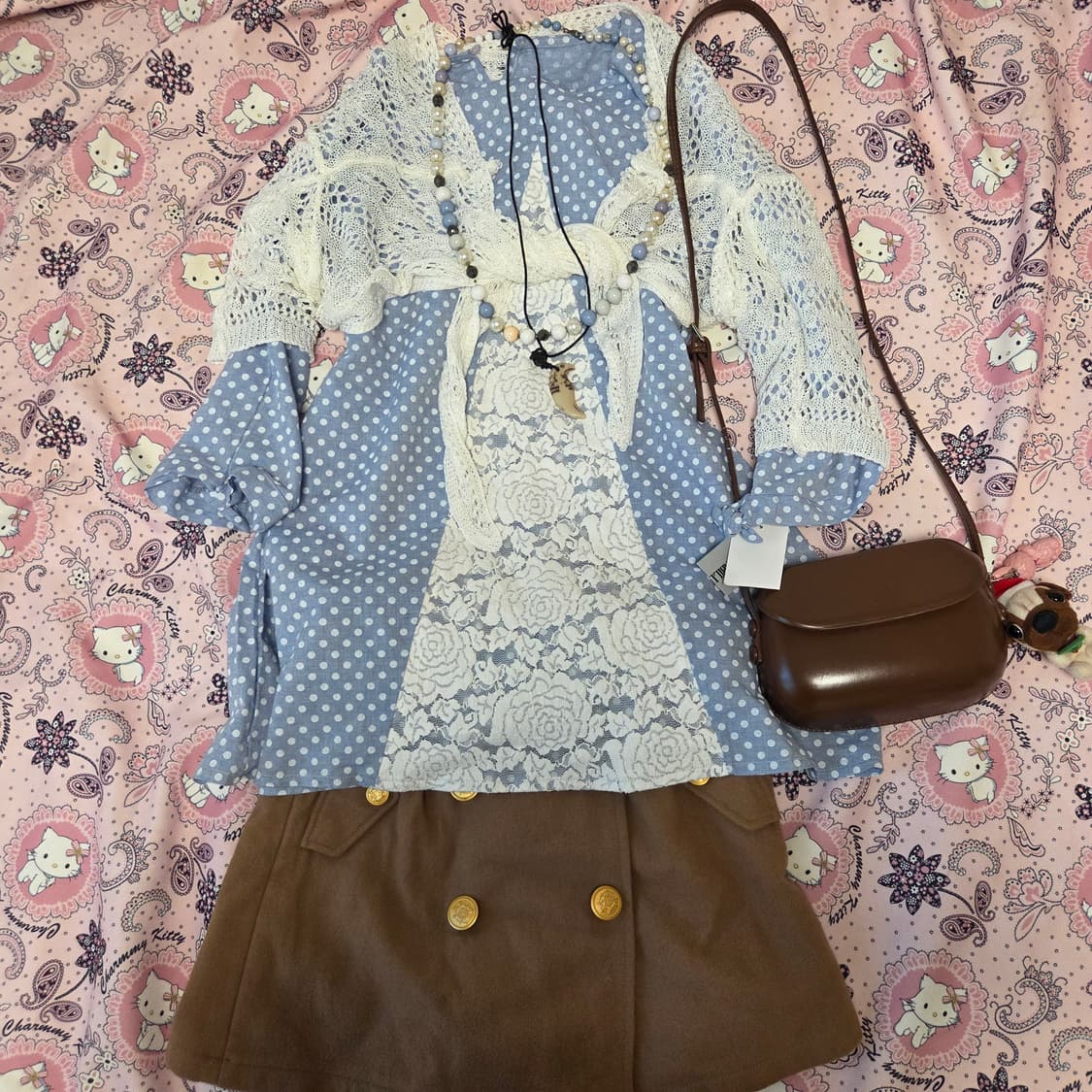 𓆉⋆｡코디셋: 모리걸 하구미 도트 땡땡이 엑시즈팜깔 세트 ˚𓇼 ˖° 상품이미지1