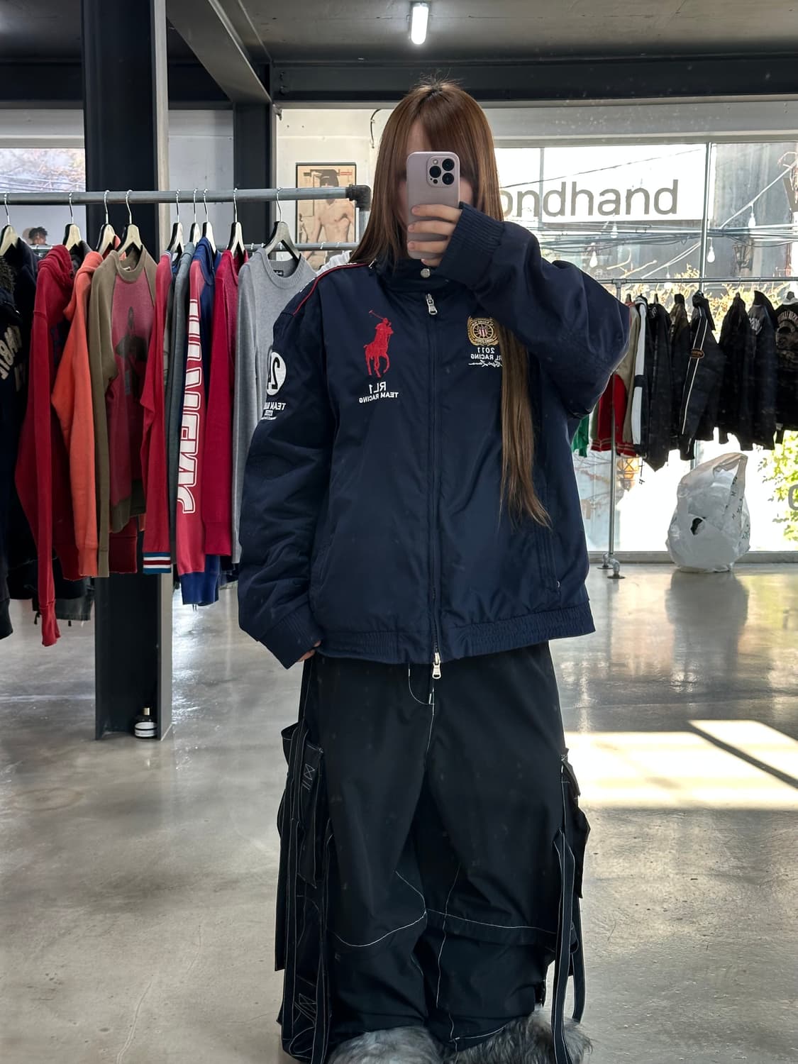 폴로랄프로렌 US 빅포니 넥버튼 레이싱 투웨이점퍼2XL 상품이미지3