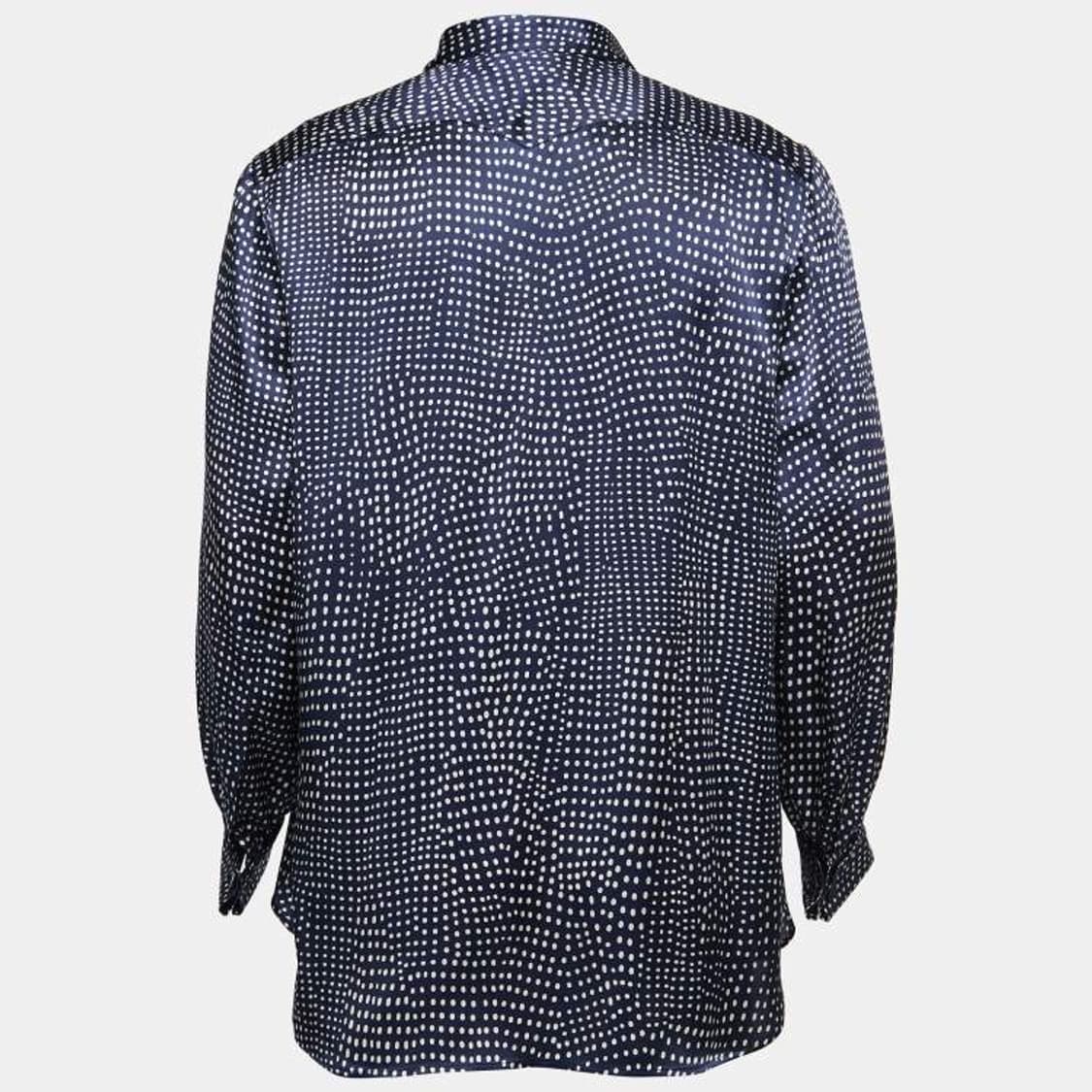 [BTS 지민님 착용] 생로랑 21ss 실크 새틴 네이비 폴카닷 셔츠 상품이미지3