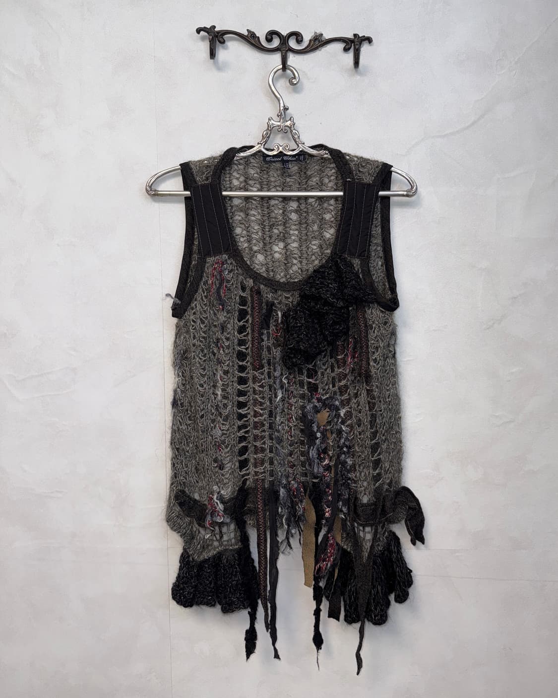Gray grunge fairy mohair ruffle 슬리브리스 상품이미지1