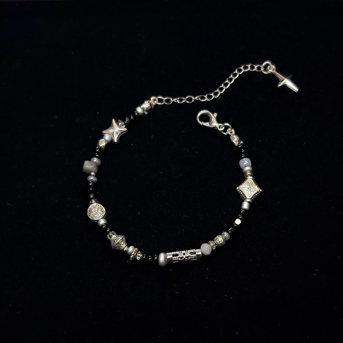 핸드메이드 비즈 팔찌 Blak/Silver 035 상품이미지2