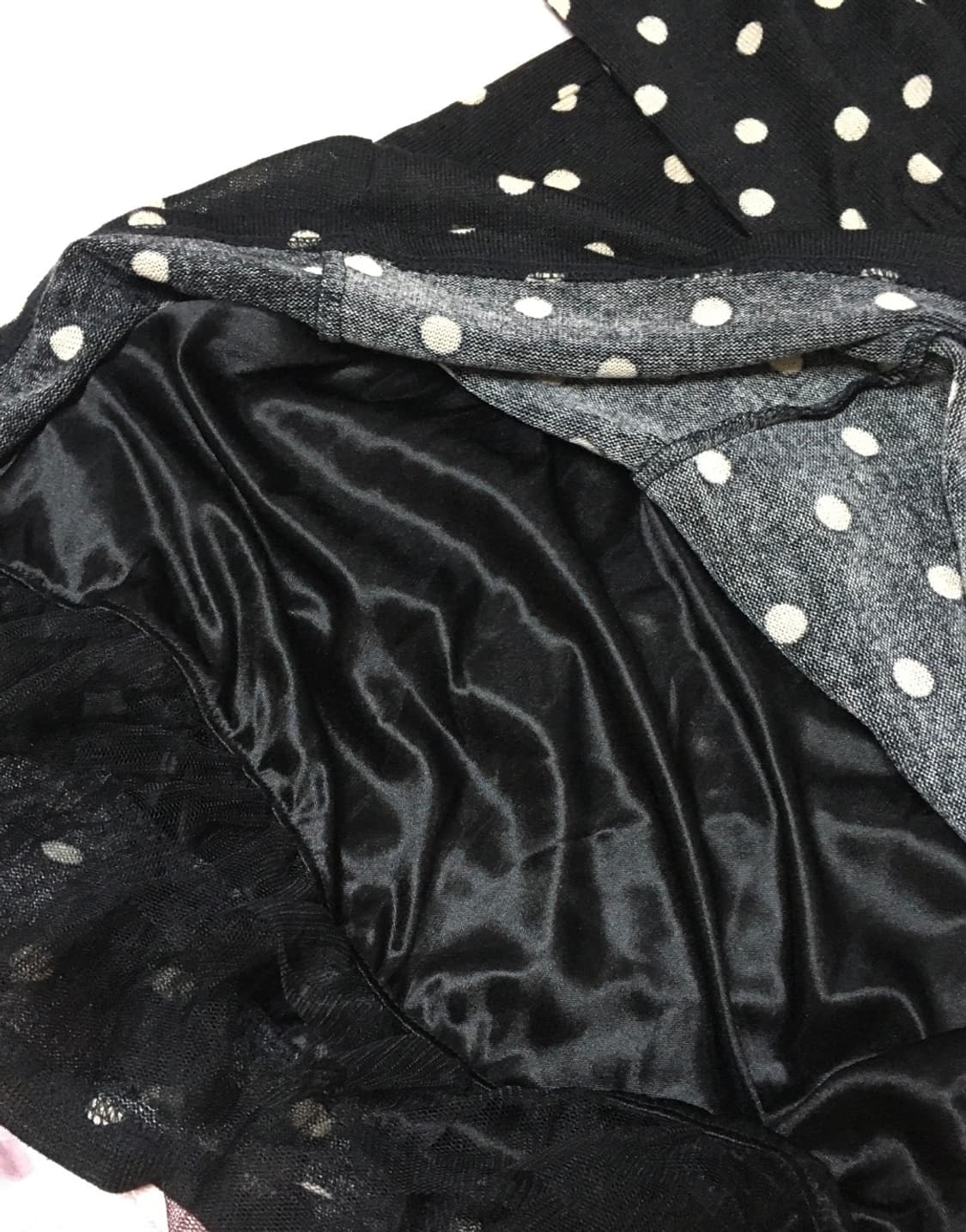 tralala 트랄라라 도트 미니원피스 벨벳 레이스 리본 디테일 빈티지 상품이미지3