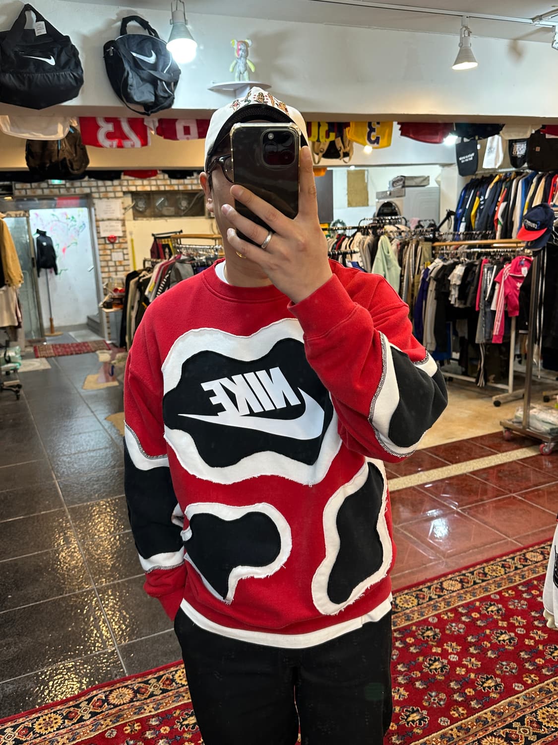 나이키 아플리케 커스텀 맨투맨 레드 상품이미지5