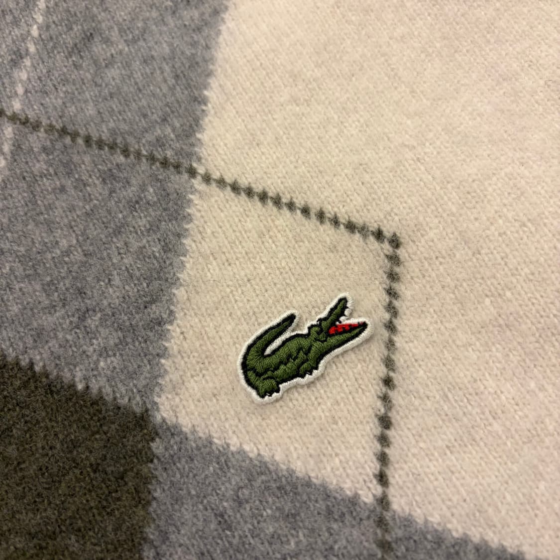 [XL] 라코스테 울 캐시미어 아가일 패턴 니트 베이지 D261 상품이미지4