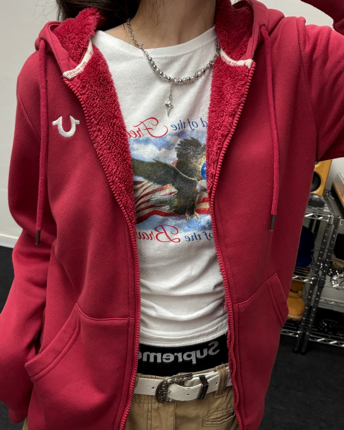 트루릴리젼 빅로고 보아 퍼 후드집업 상품이미지2