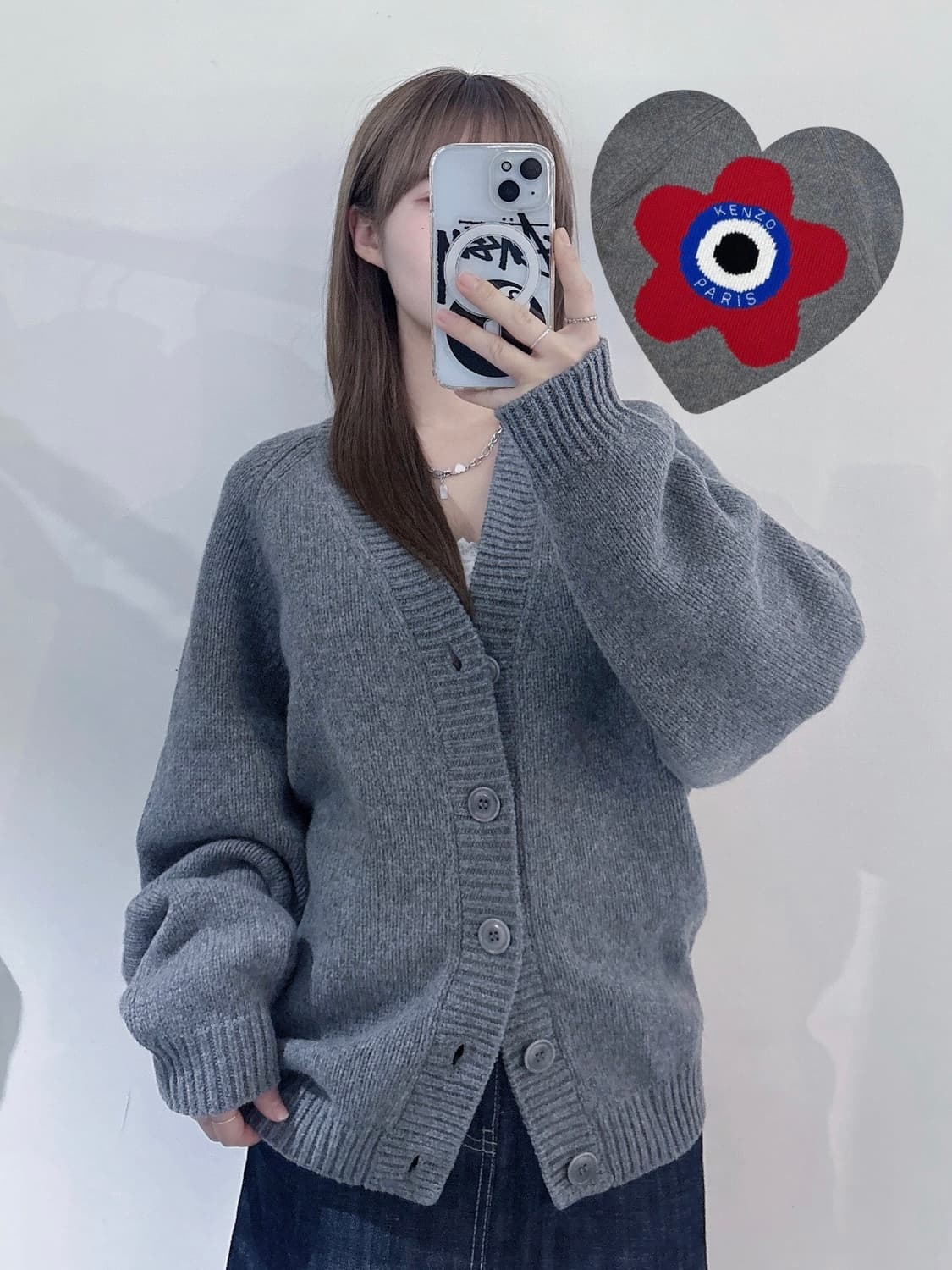 겐조 타겟 울 펄그레이 가디건 상품이미지1