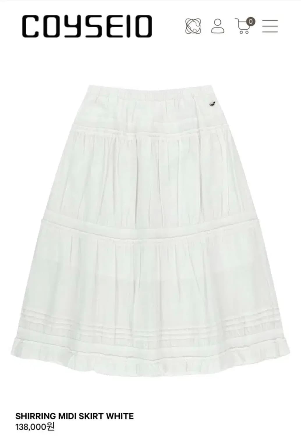 코이세이오 롱스커트 치마 SHIRRING MIDI SKIRT WHITE 상품이미지1