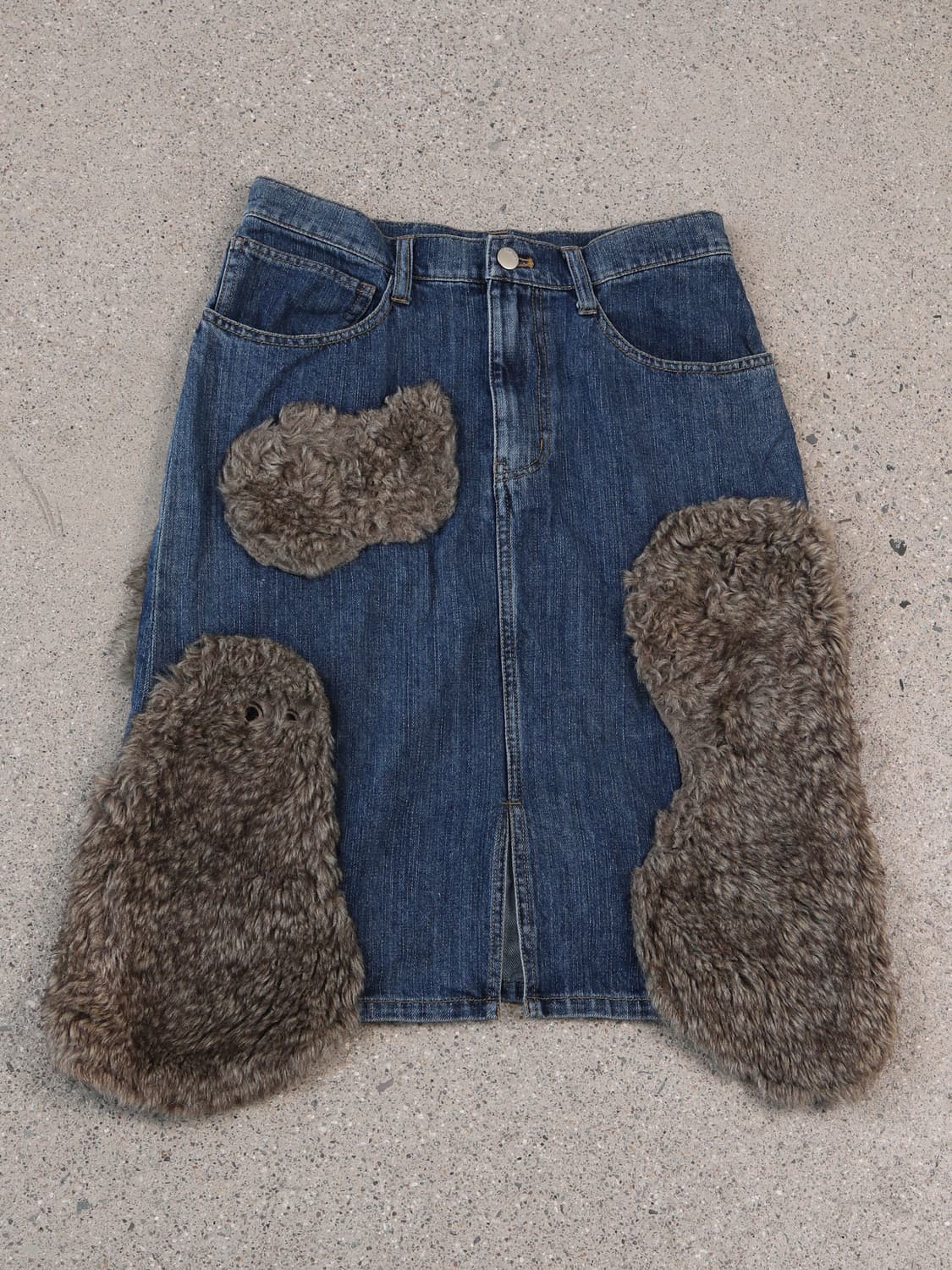 Ne-net Fur & Denim Skirt 상품이미지2