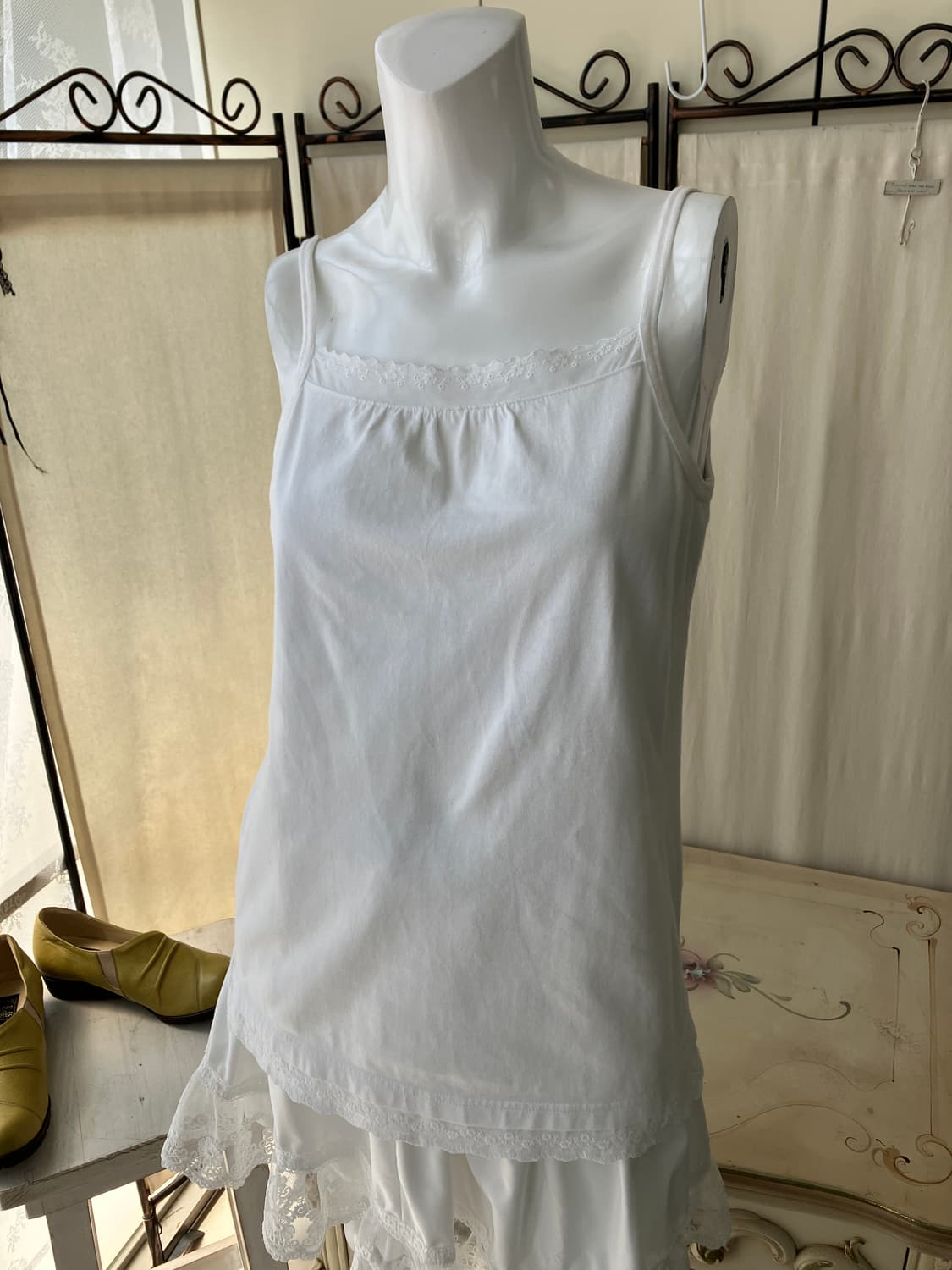 white crochet mori strap sleeveless 상품이미지1