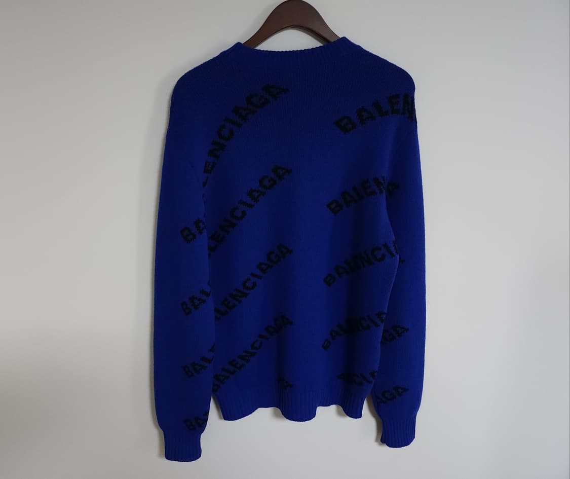 XS 발렌시아가 코발트블루 멀티로고 울 니트 555486 T1473 상품이미지5