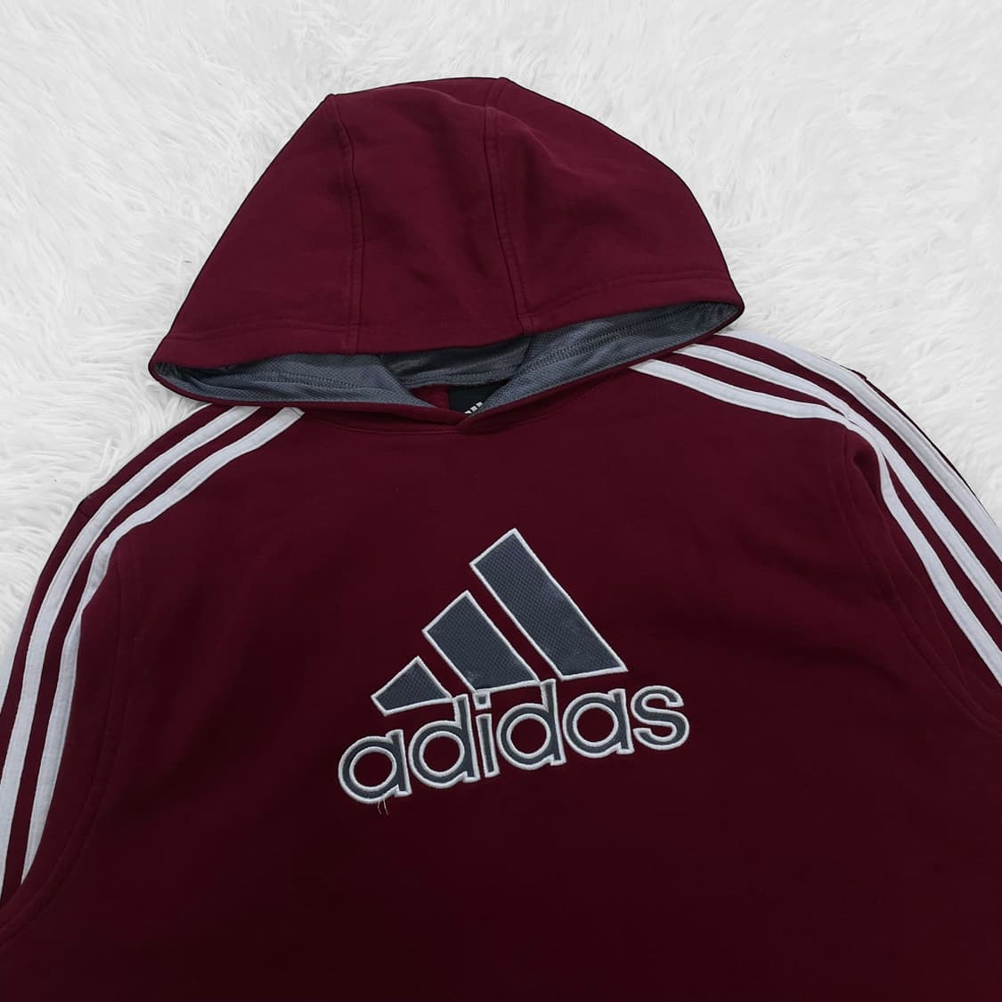 아디다스 올드스쿨 빅 로고 후드티 버건디 상품이미지3