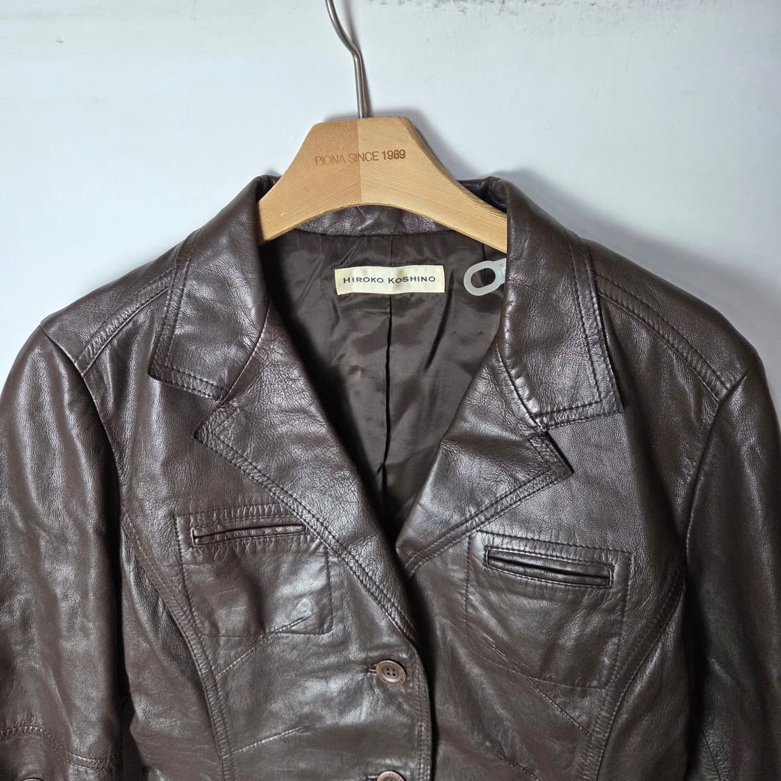 [Hiroko Koshino] 히로코 코시노 싱글 쉽스킨 레더 자켓 상품이미지3