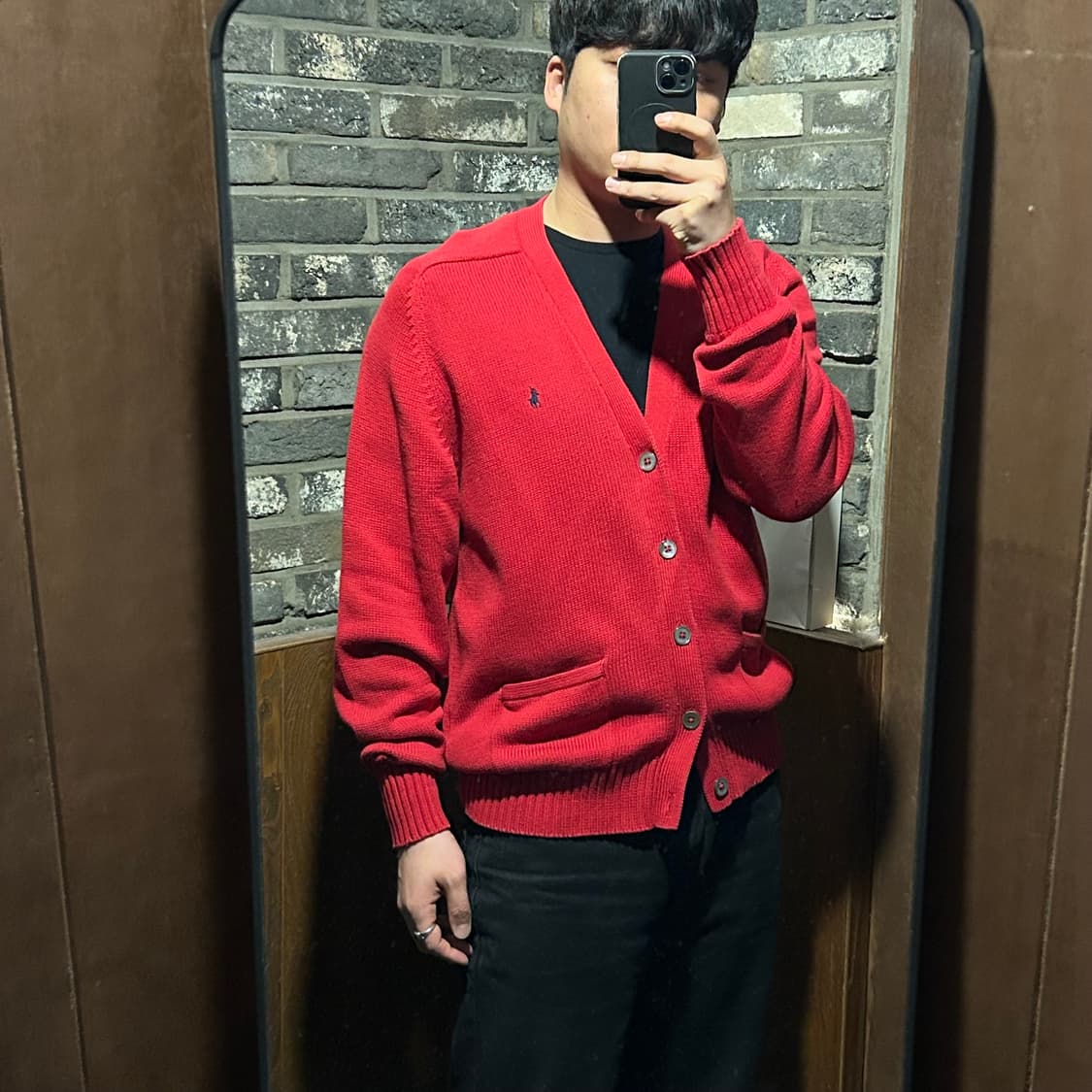 L) 폴로 랄프로렌 헤비 코튼 니트 가디건 레드 상품이미지8