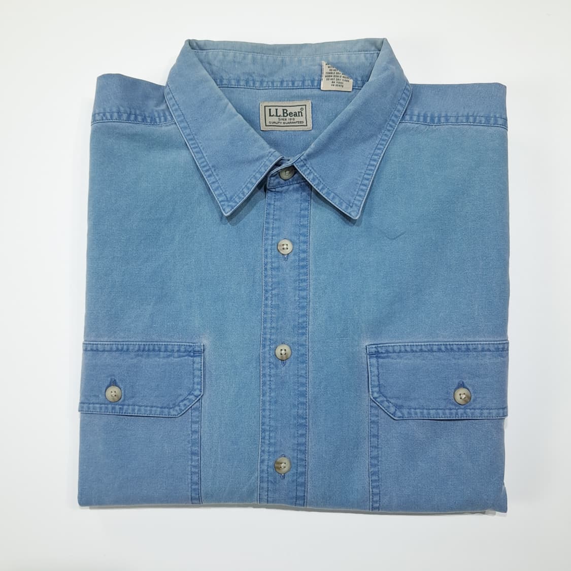 CL392 2XL 엘엘빈 90s 코튼 워싱 샵브레이 블루 셔츠 남방 상품이미지6