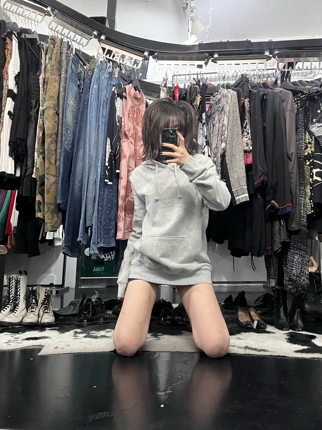 노스페이스 그레이 후드티 상품이미지1