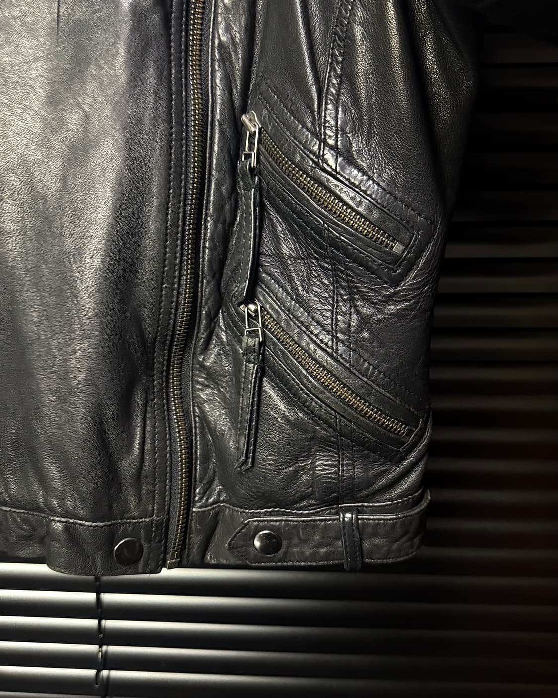 자라 우먼 양가죽 레더 바이커 라이더 자켓 지퍼 하이넥 락시크 펑크 갸루 상품이미지5