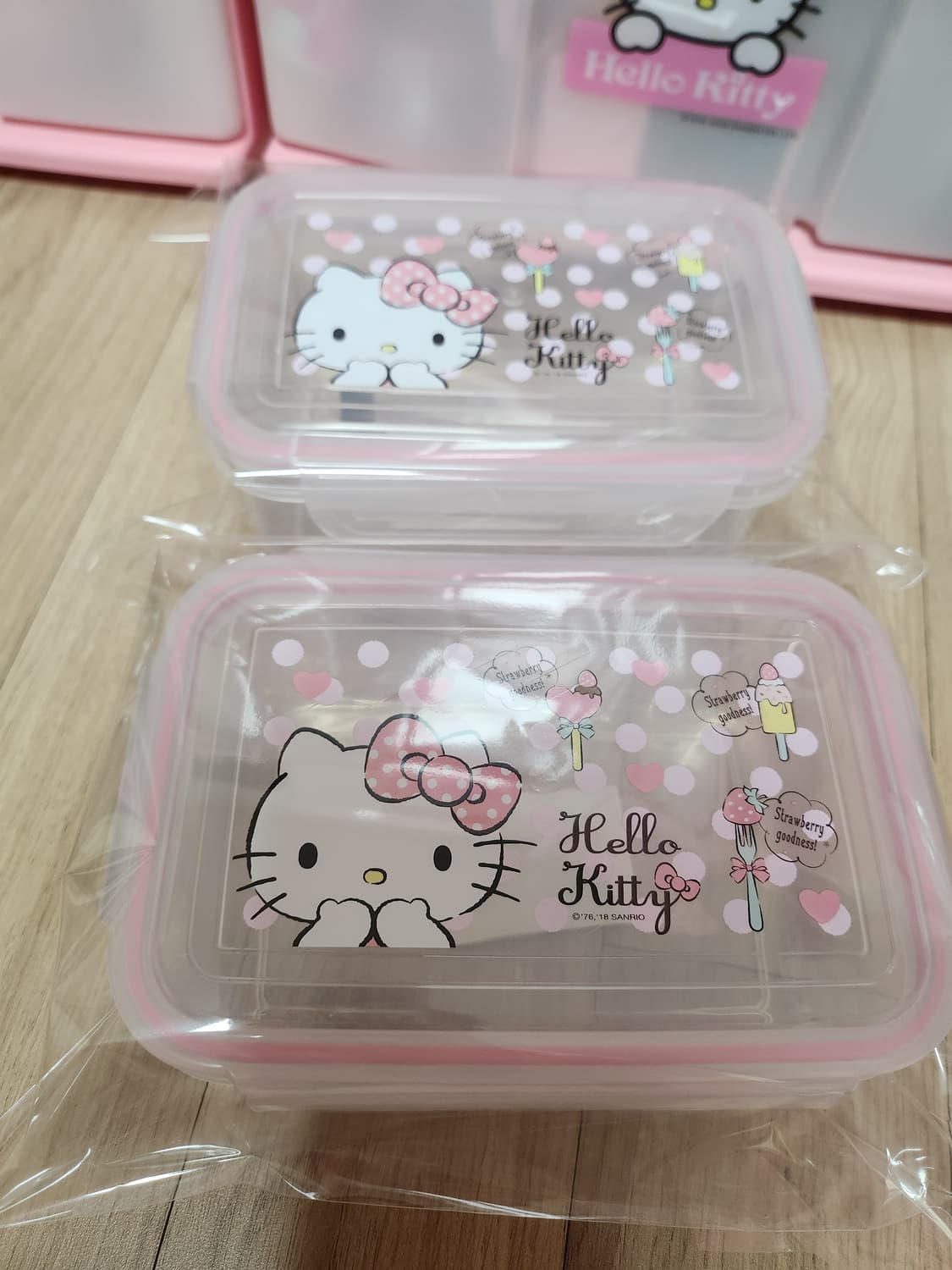 미사용) 헬로키티 사각 밀폐용기 보관함 키티 상품이미지1