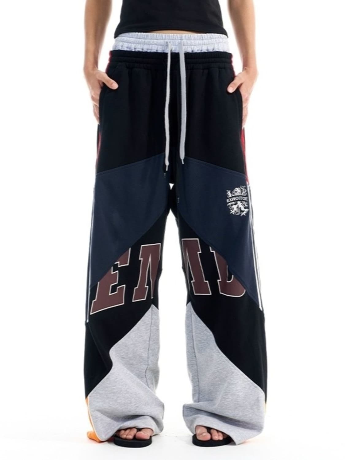 BLIND NO PLAN 컬러 블록 스웨트 팬츠 바지 L 상품이미지1