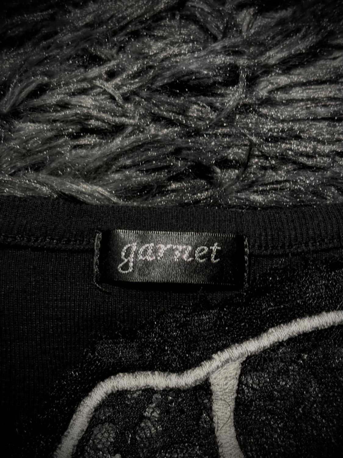 garnet 장미 백레이스 키치 레터링 블랙 슬림핏 반팔 티셔츠 상품이미지9