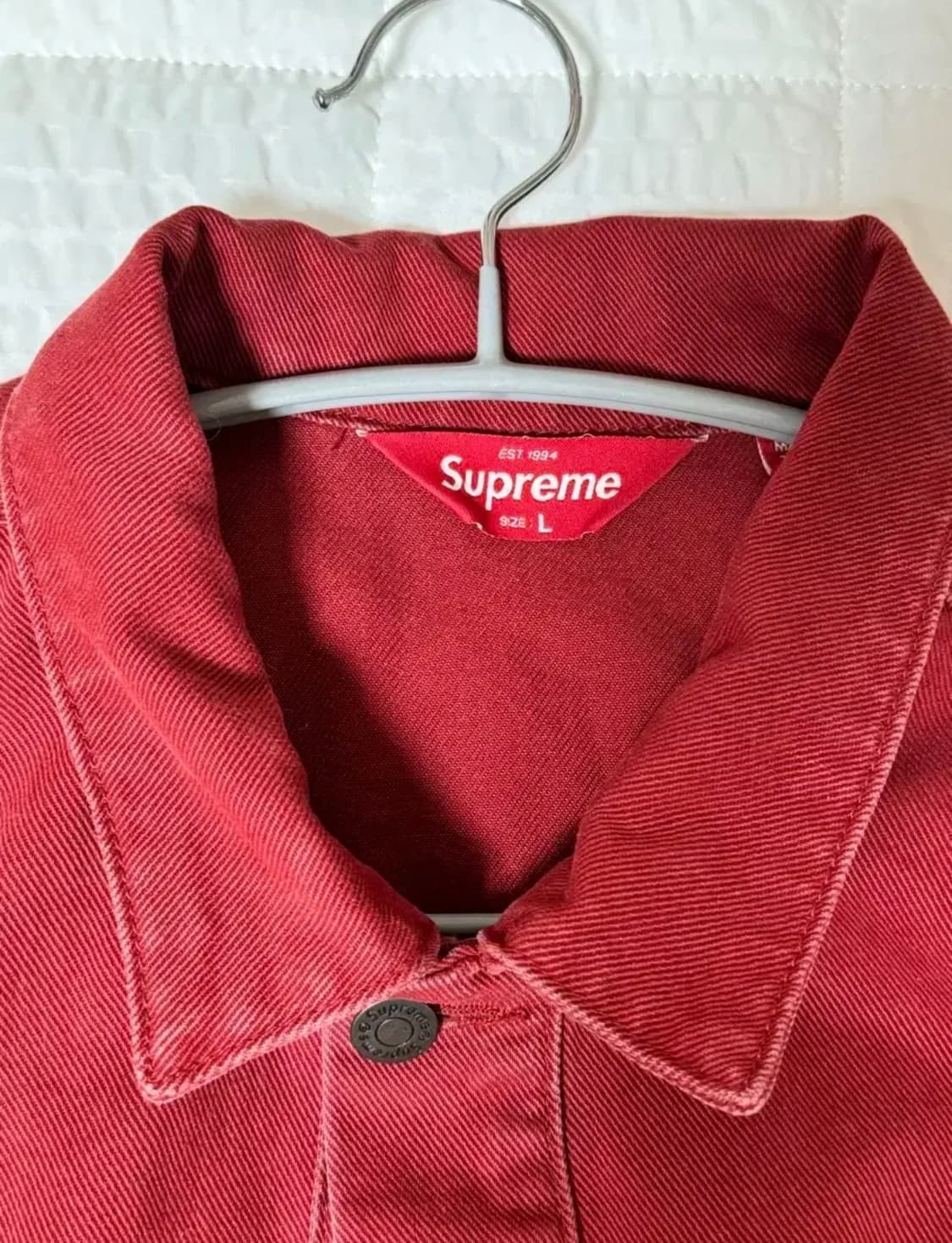 슈프림 22fw 투톤 데님 자켓 레드 상품이미지3