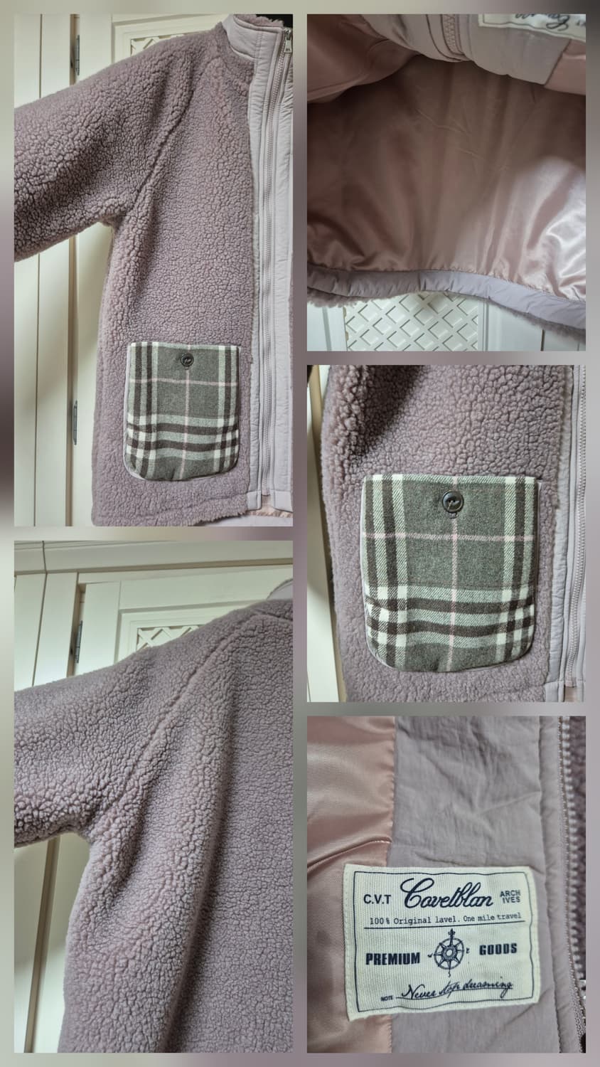 코벳블랑 체크 배색 후리스 점퍼 상품이미지6