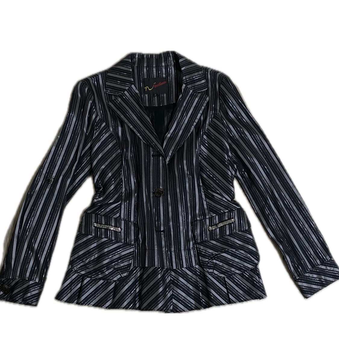 실버 스트라이프 플리츠 블레이저 상품이미지1