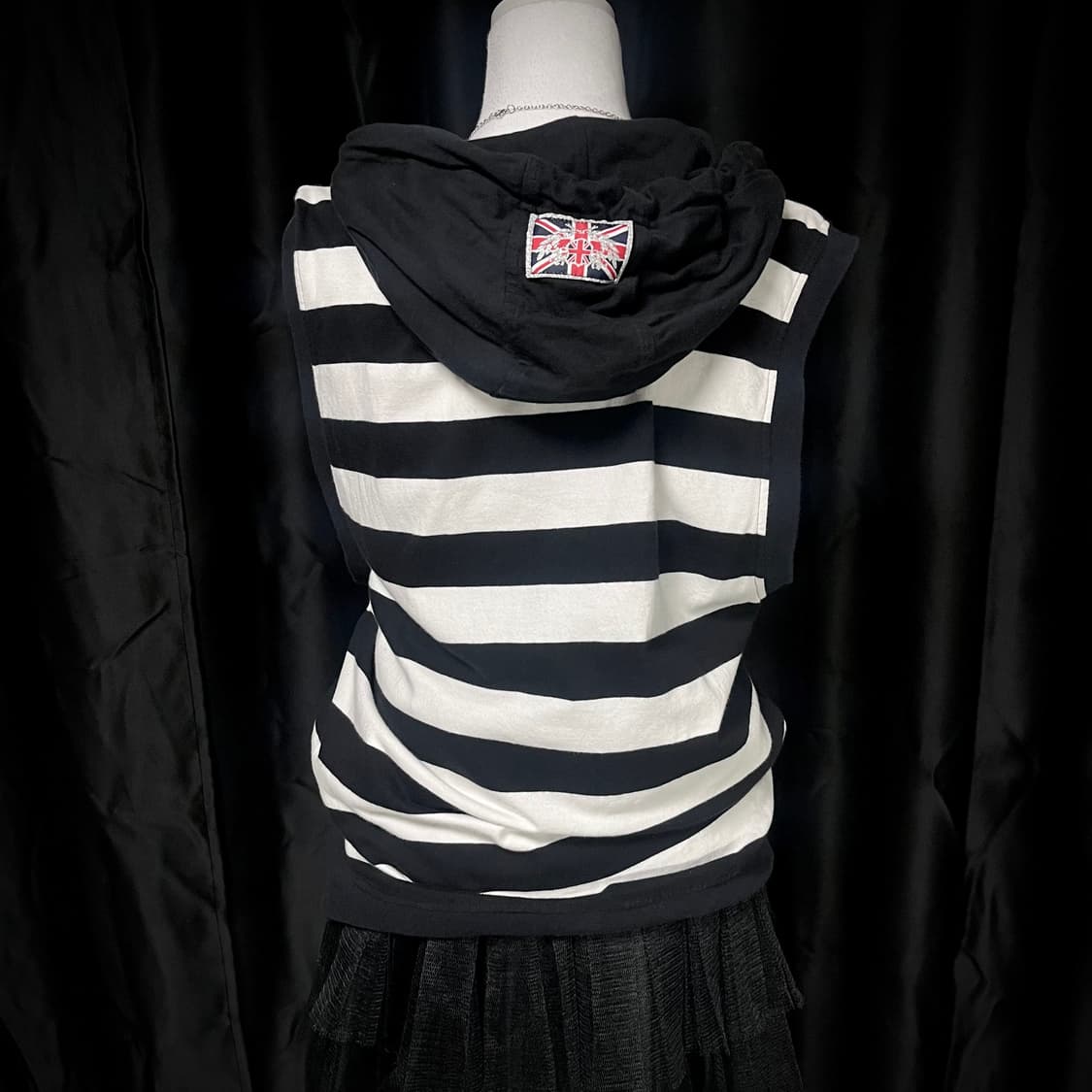 펑크 스트라이프 베스트 후드집업 갸루 상품이미지3