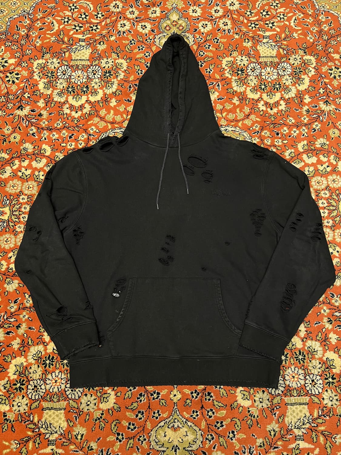 [2] lesugiatelier 펀칭 디스 후드티 블랙 상품이미지1