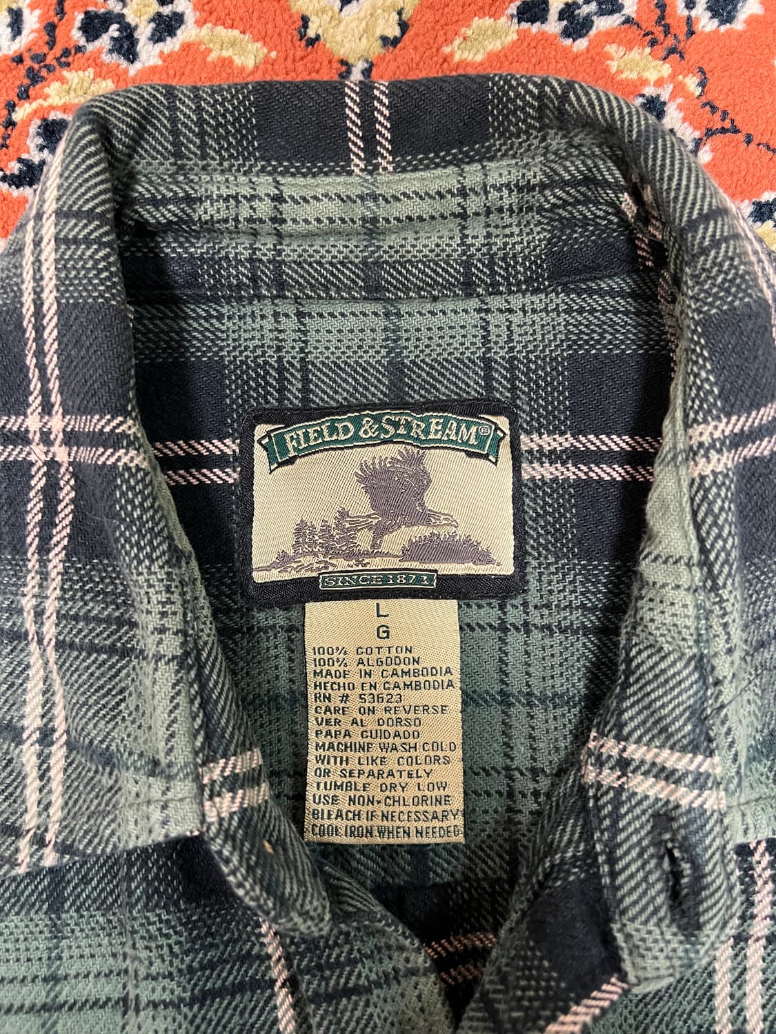 [L] FIELD AND STREAM 체크 플란넬 그린 셔츠 상품이미지3