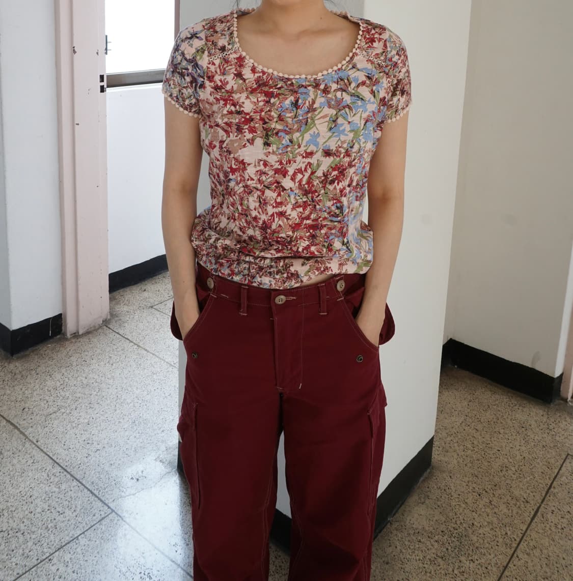 빈티지 그래픽 레이스 탑  상품이미지1