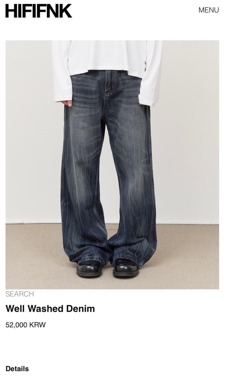 (1회 착용)HIFIFNK Well Washed Denim S사이즈 상품이미지1