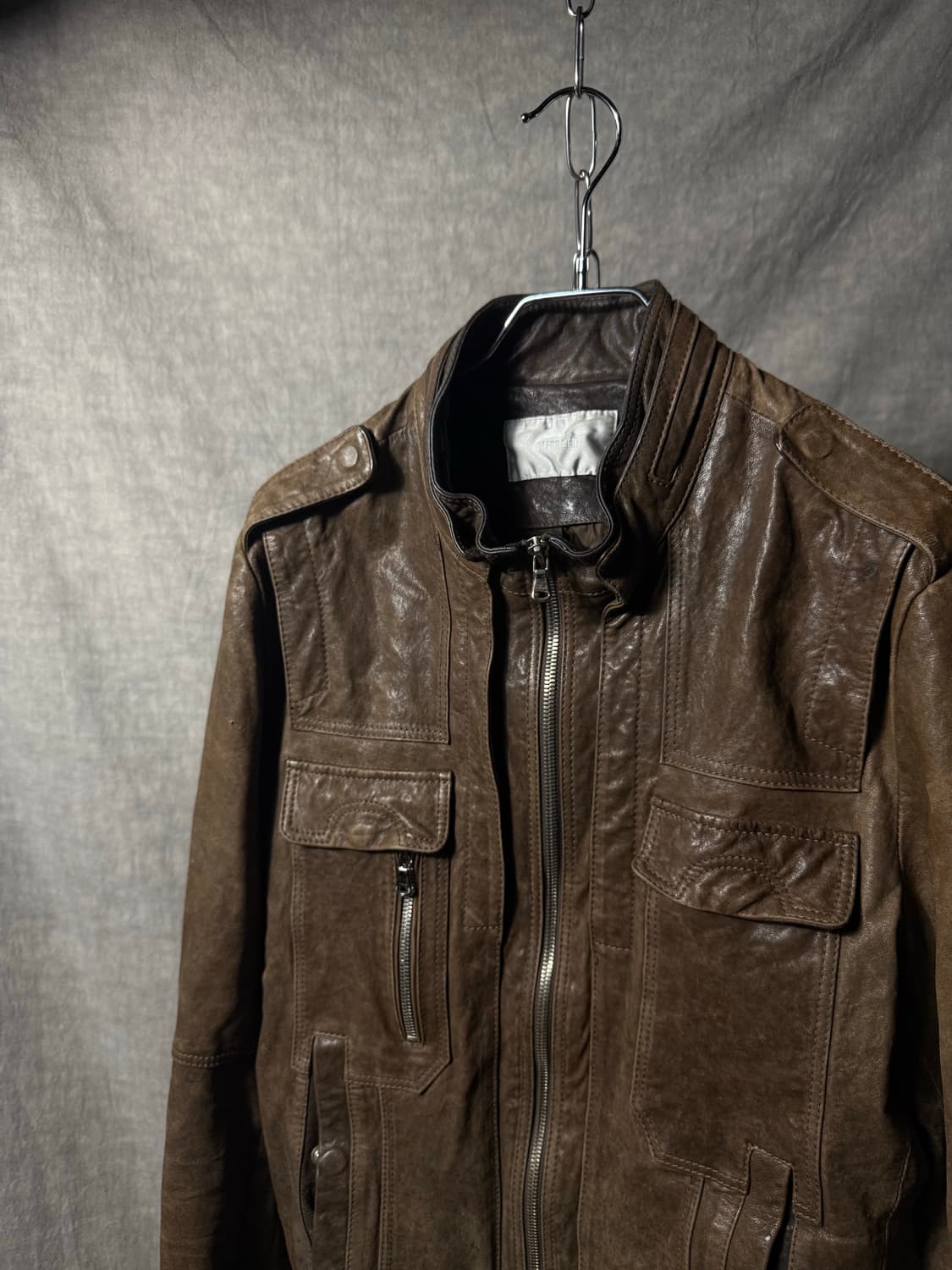 Lambskin Military Moto Leather Jacket  상품이미지4