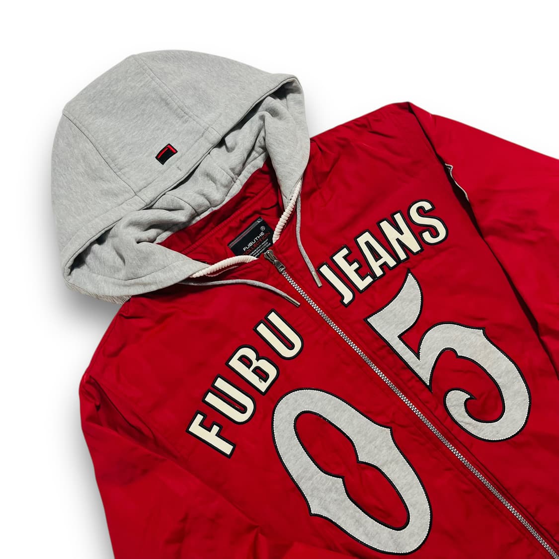 후부 진스 00s 올드스쿨 05 빅로고 레드 후디 집업 상품이미지2