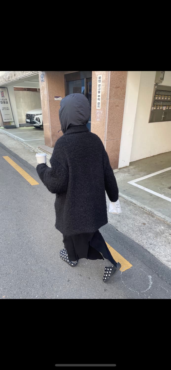 모노하 더블 버튼 하프 코트 블랙 상품이미지1