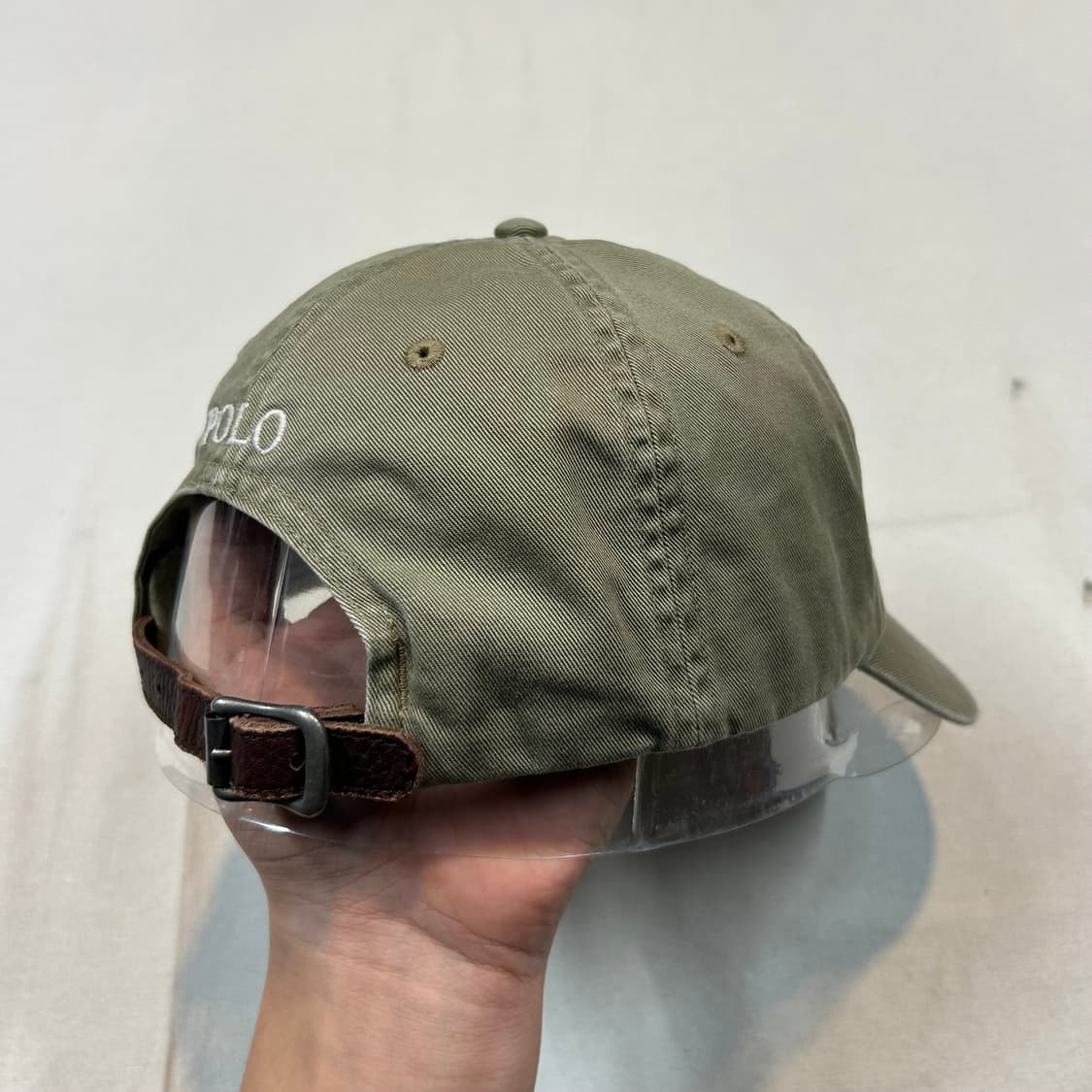 폴로 랄프로렌 올리브 카키 볼캡 모자 가죽스트랩 정품 상품이미지5