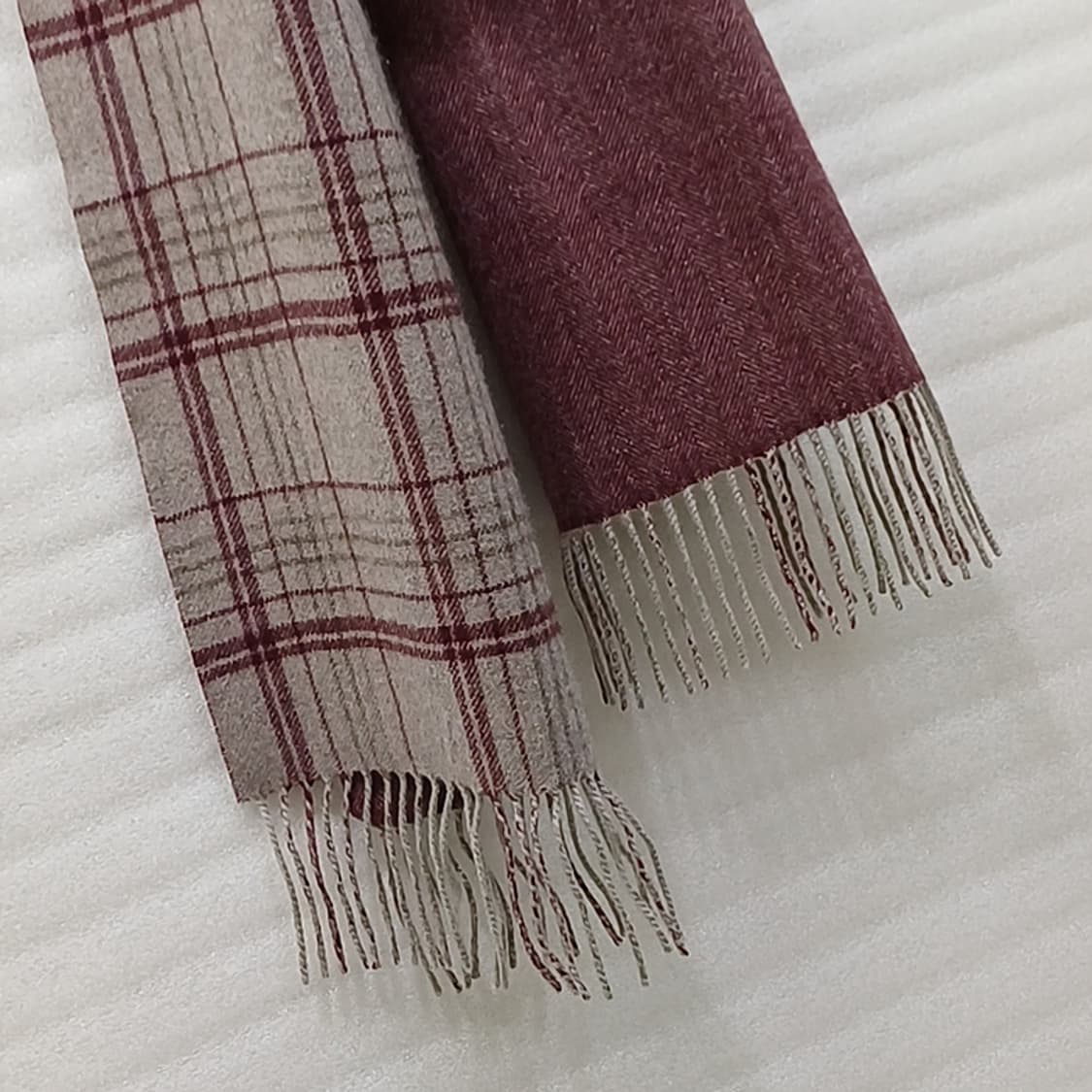 루이까또즈 남성 순 캐시미어 체크 헤링본 머플러 거의새것 사랑봉봉 상품이미지5