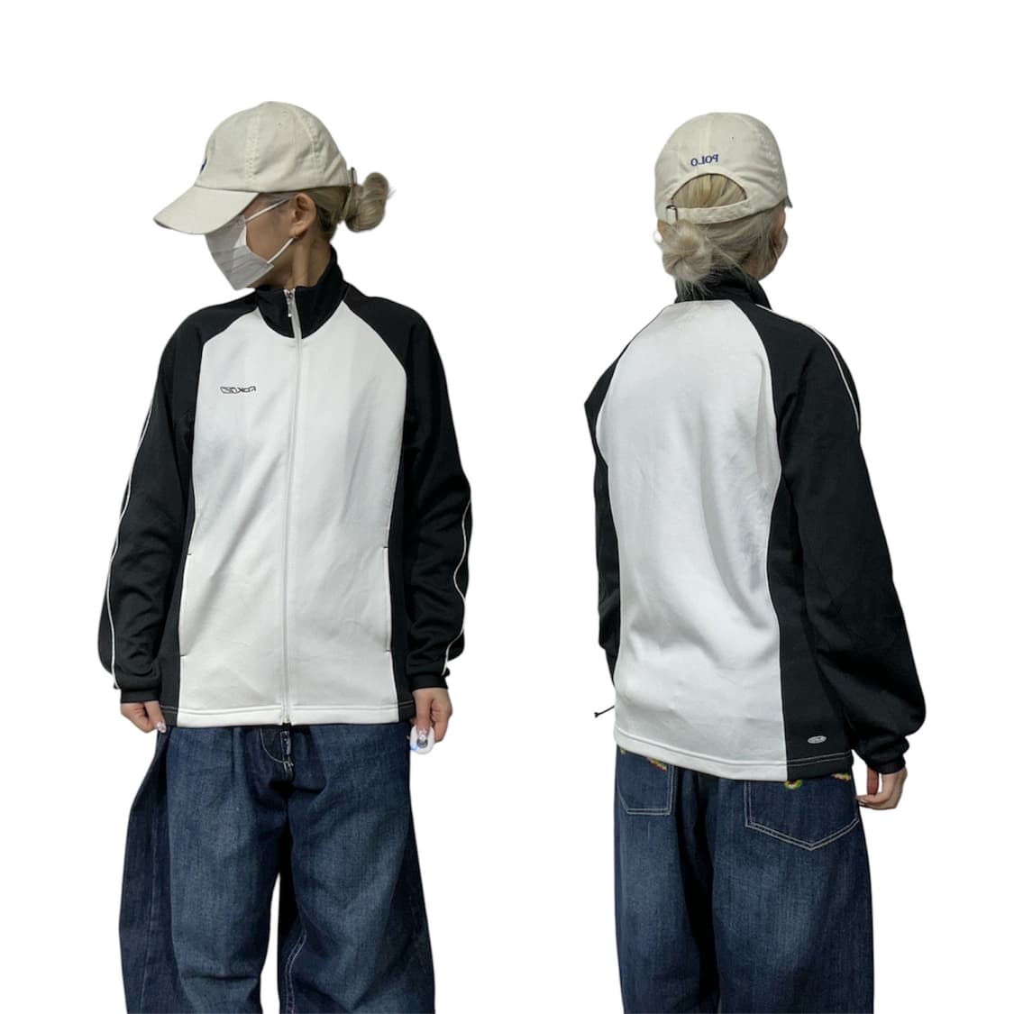 리복 올드스쿨 오버핏 화이트 블랙 배색 트랙탑 져지 L 상품이미지1