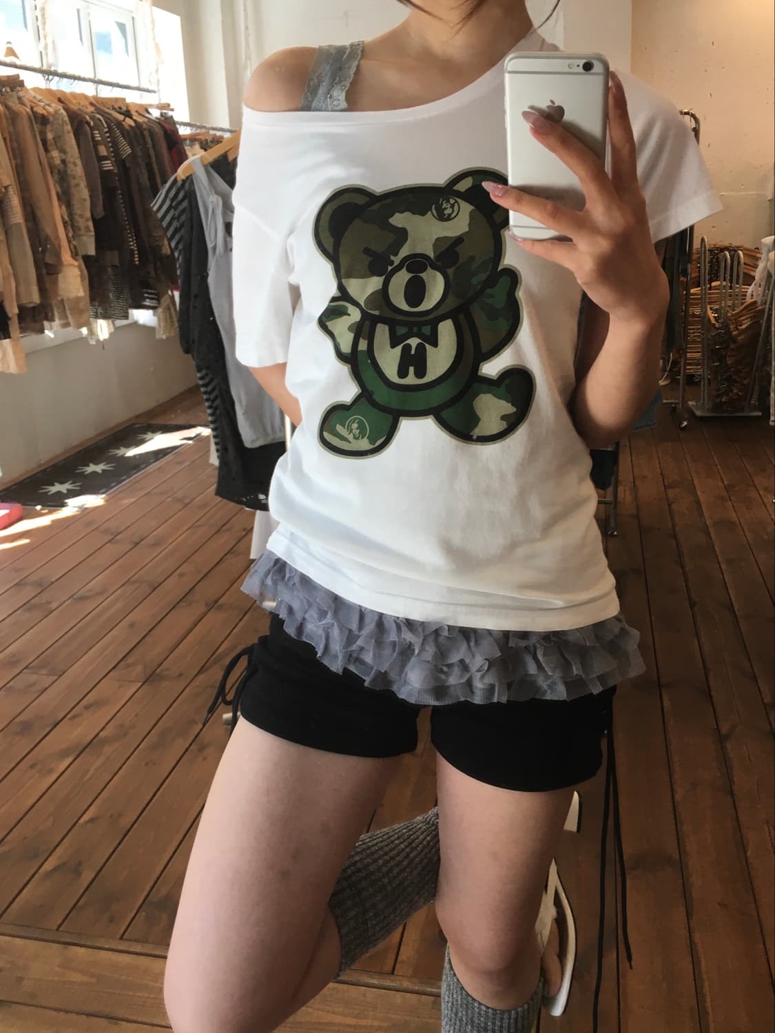 히스테릭글래머 카모 퍽베어 티셔츠 상품이미지6