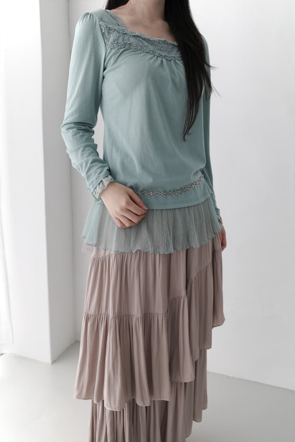unbalanced shirring skirt  상품이미지7