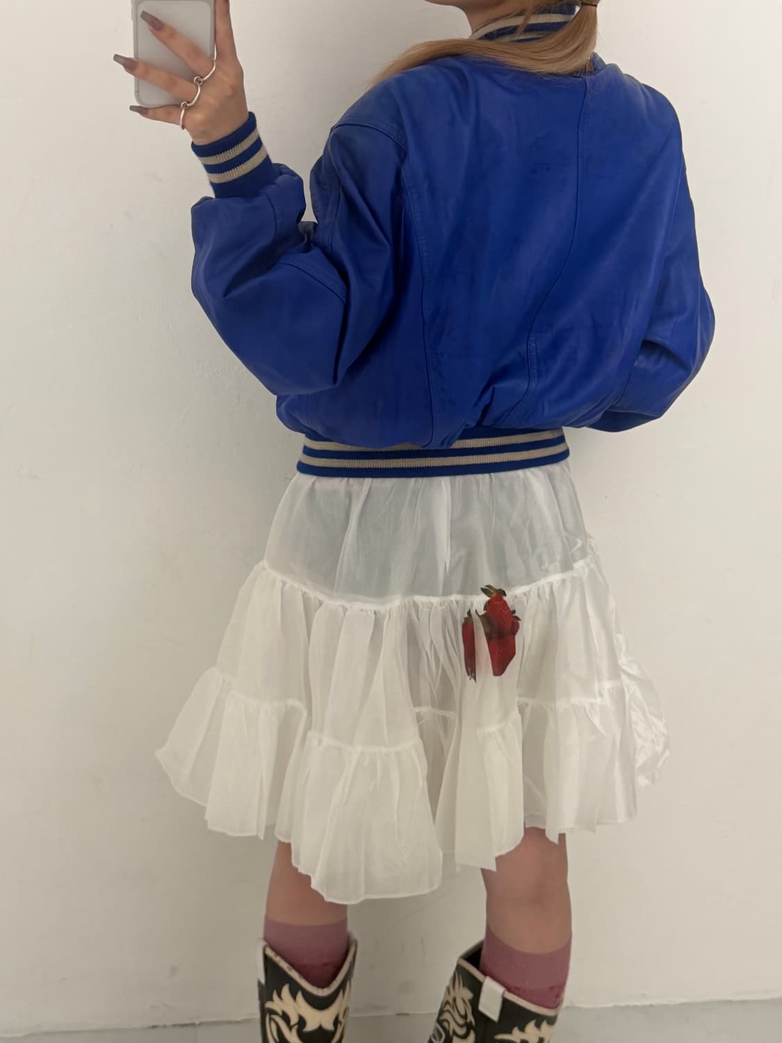 블루 가죽 블루종 자켓  상품이미지3