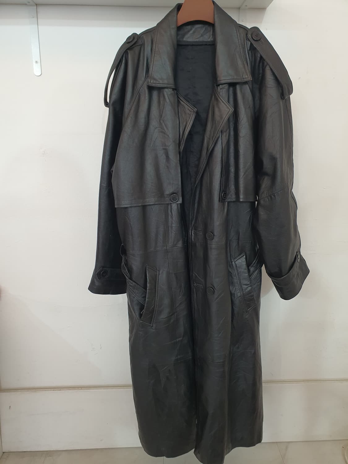 리얼가죽 남성트랜치코트 롱코트 가죽코트 상품이미지1