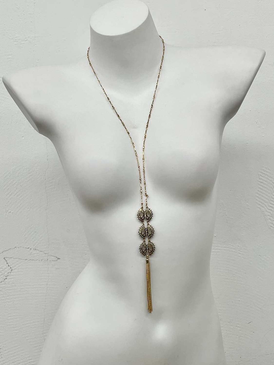 엔틱 큐빅 태슬 드롭 네크리스 상품이미지4