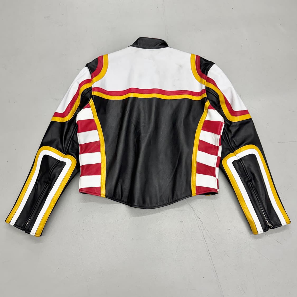 쇼트 카우레더 바이커 레이싱 가죽 자켓 상품이미지3