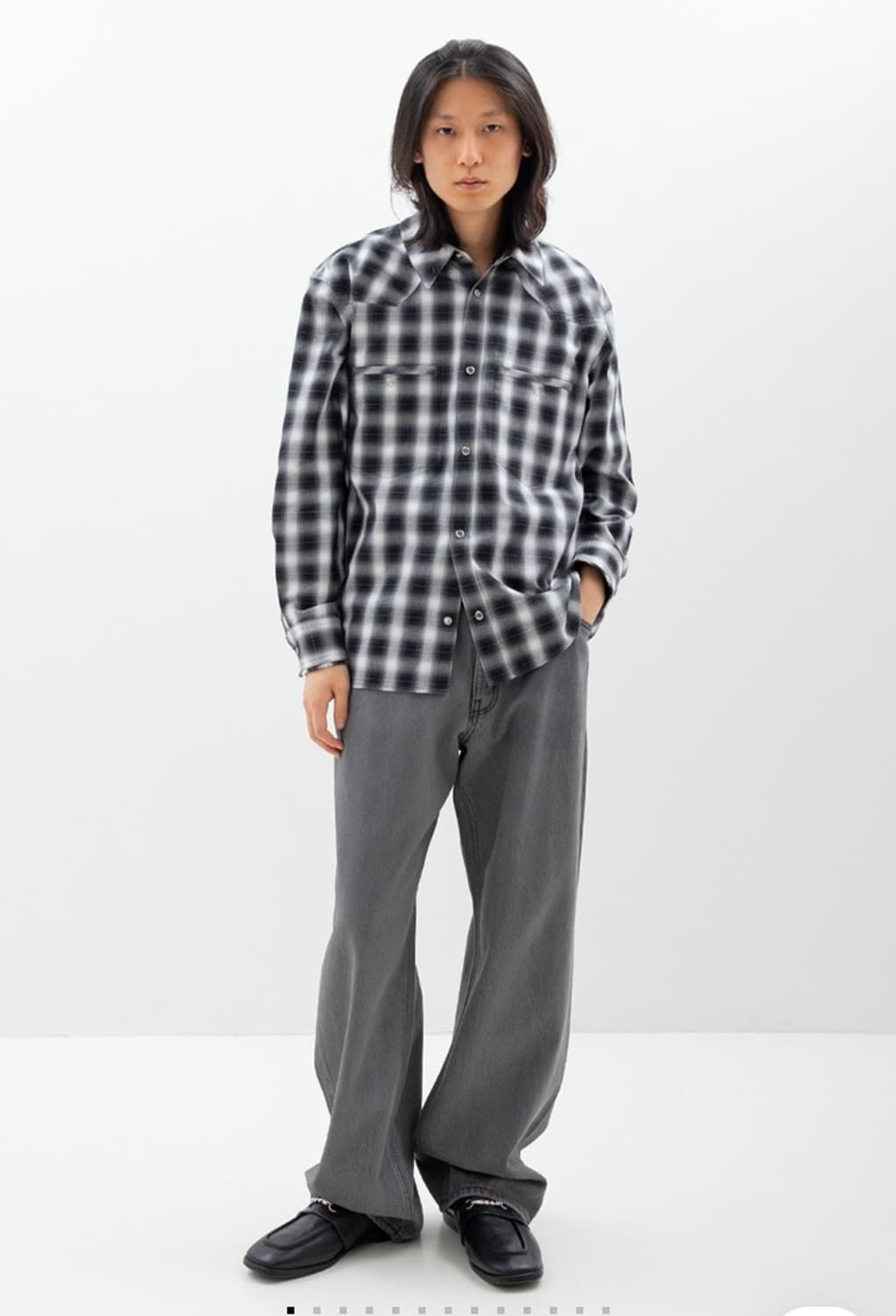 AFTER PRAY 원티드 웨스턴 체크 블랙 셔츠 상품이미지4