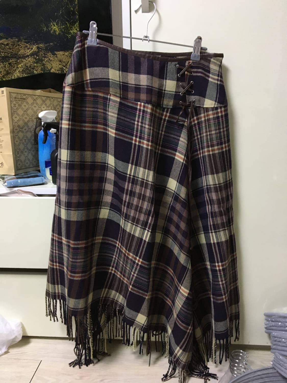 체크 언발 스커트 상품이미지1