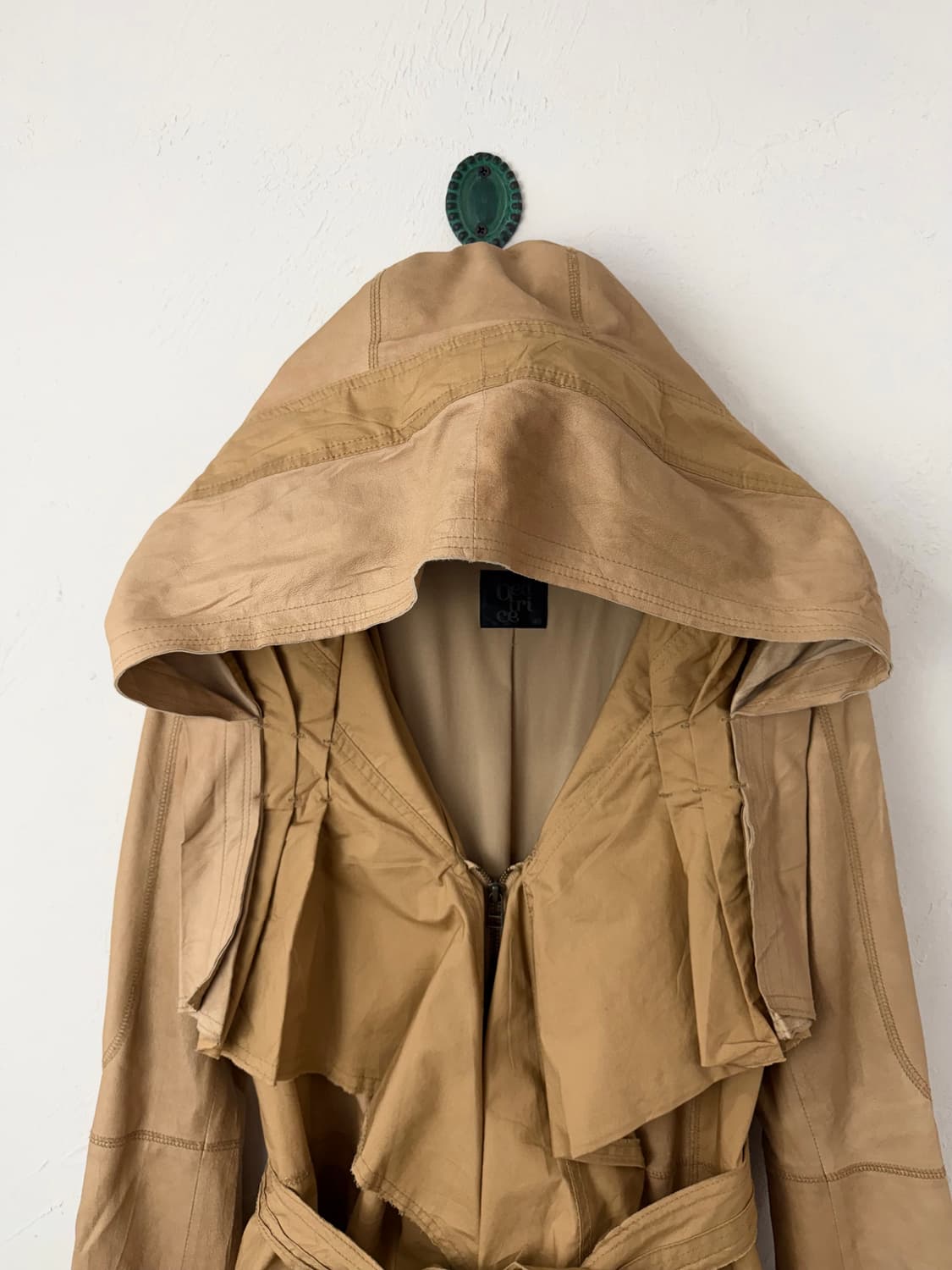 beatrice 고트 레더 믹스드 롱 자켓 상품이미지2