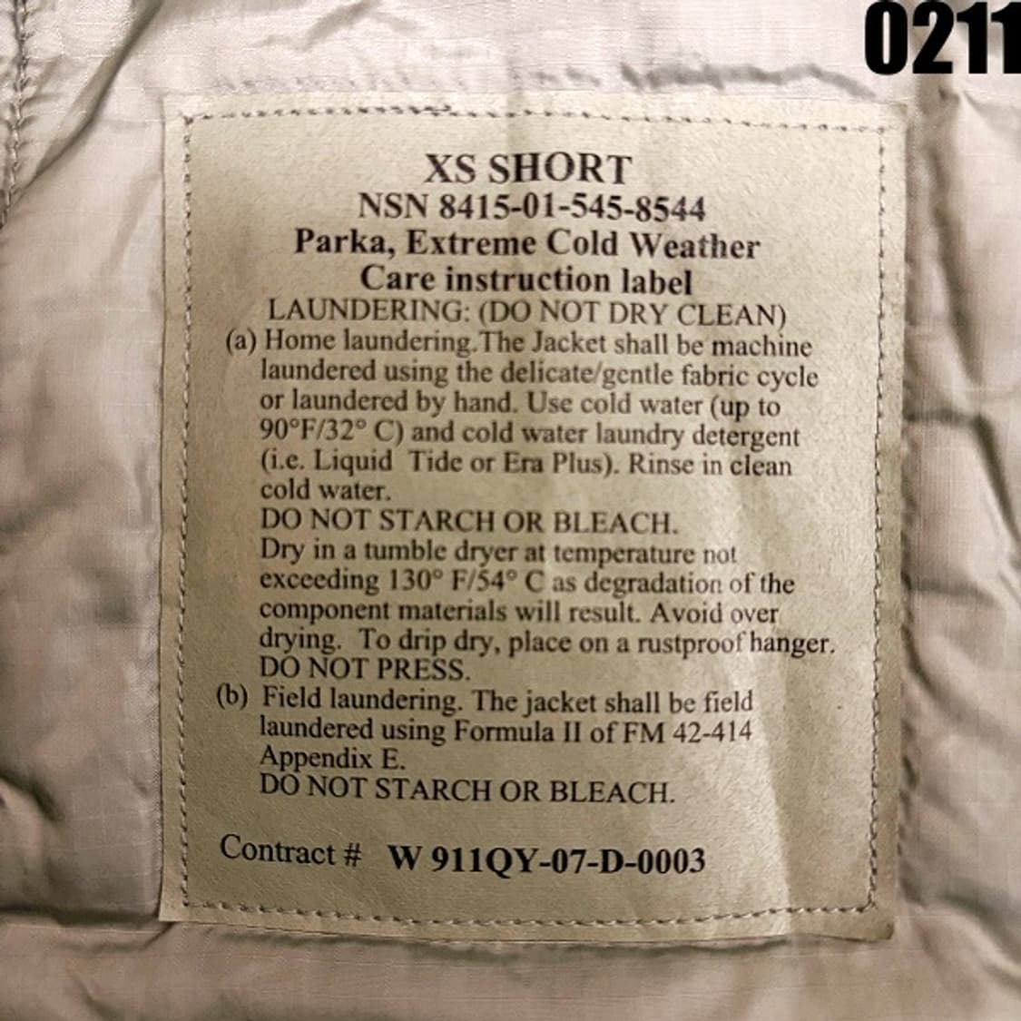 미군 프리마로프트 익스트림 자켓 XS 2011  상품이미지6