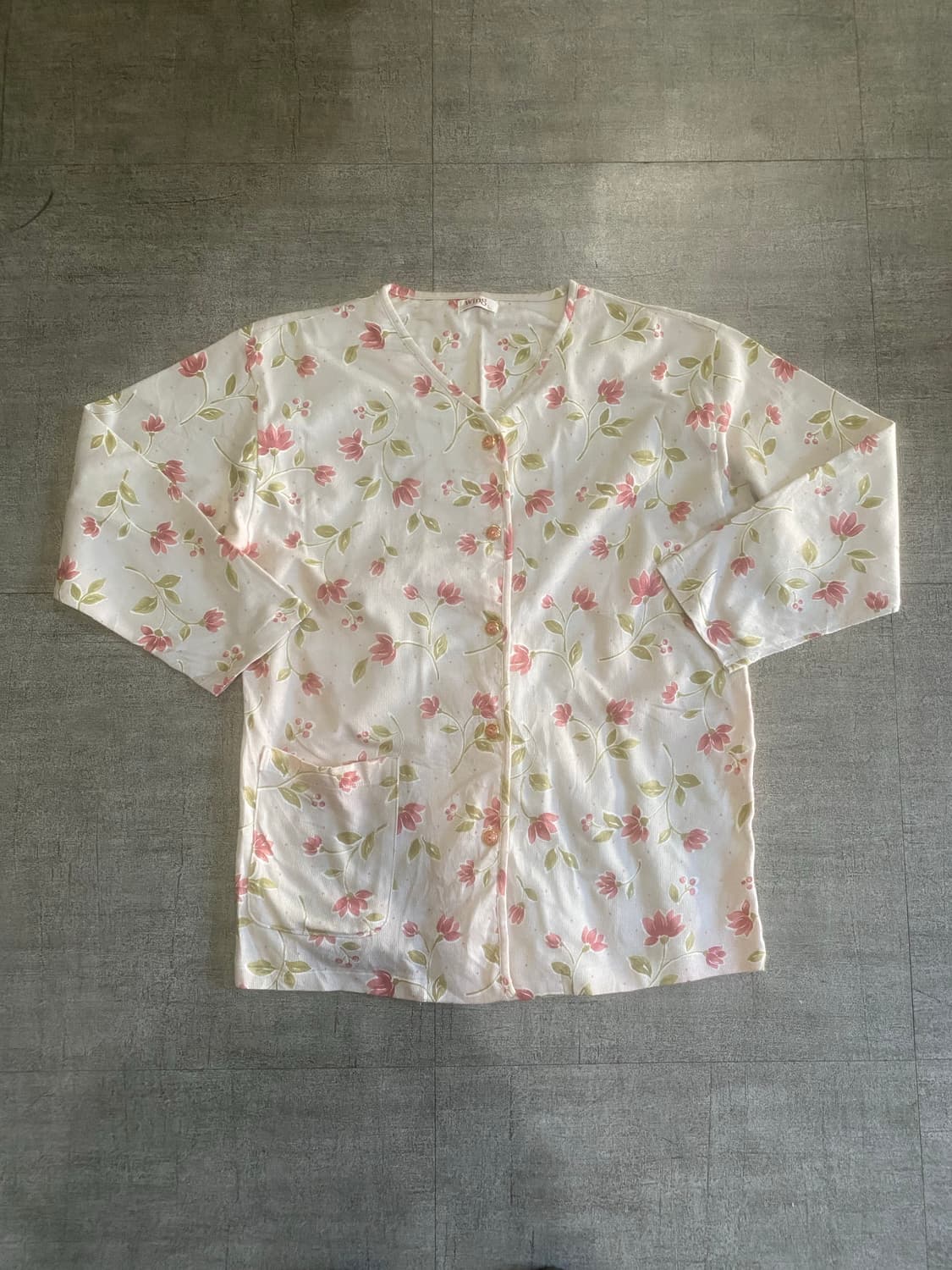 일본빈티지 Wing 하구미모리걸 달천깔페어리 포켓 플라워가디건 상품이미지1