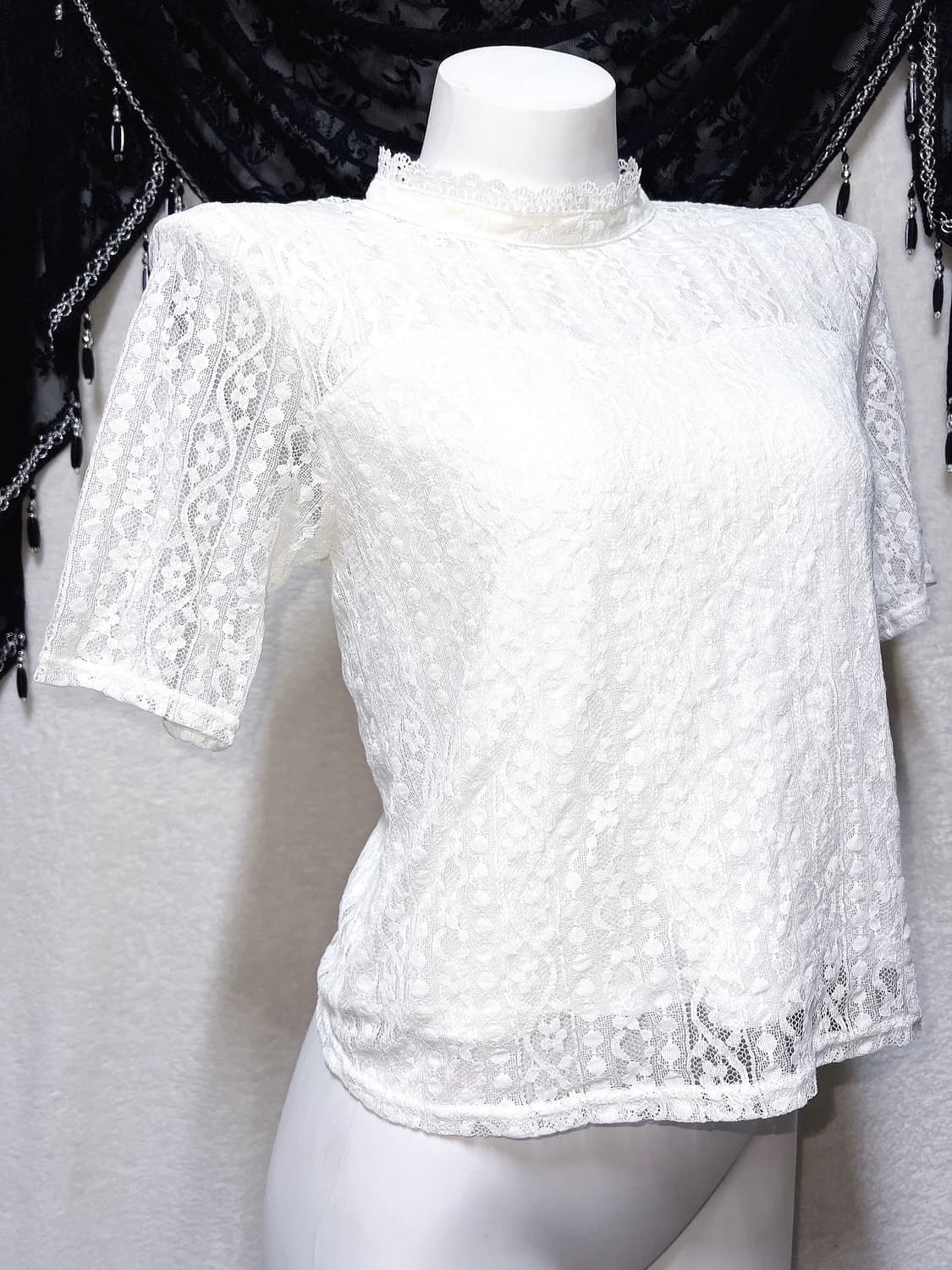 로맨틱고딕 엔젤릭 고스로리 화이트 레이스 로걀탑 히메갸루 양산형 핀터 상품이미지2